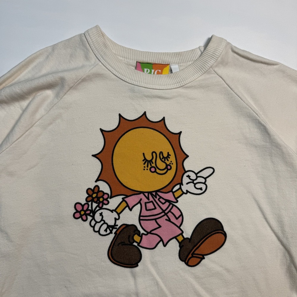 Big Bud Press Sweatshirt Womens Small Beige Sunshine Graphic Pullover USA